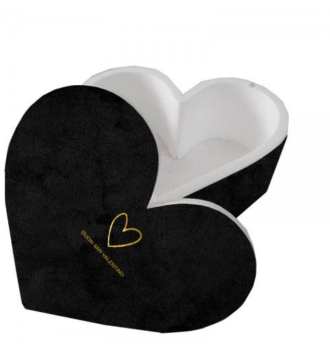 scatola polistirolo nera a forma di cuore con scritta dorata buon san valentino 30 x 25 x 17,5 h cm