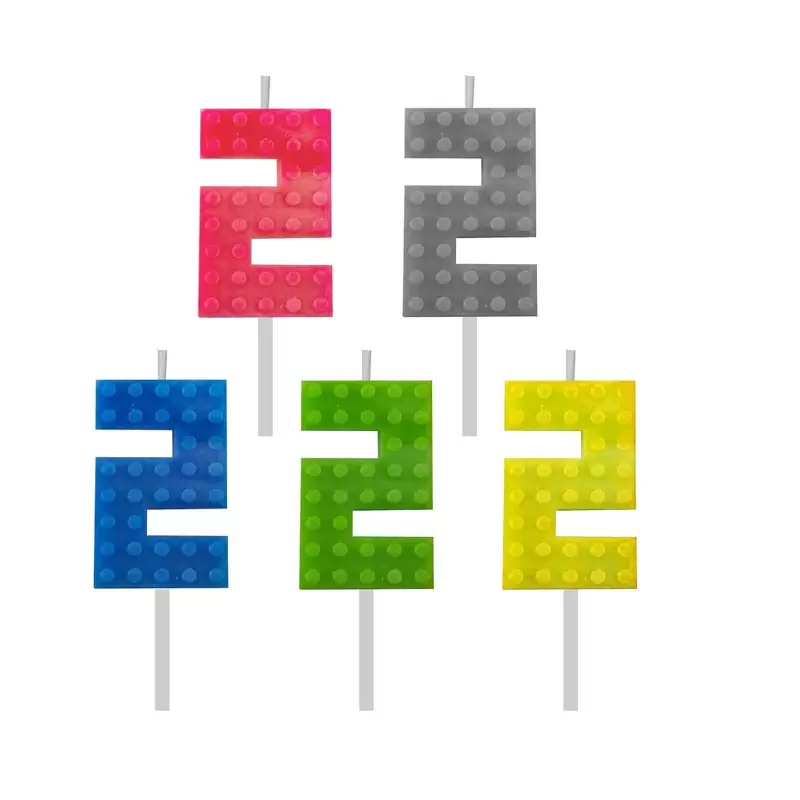 Candelina numerica n.2 lego block party colori assortiti 5,5 cm 7C-SUK2
