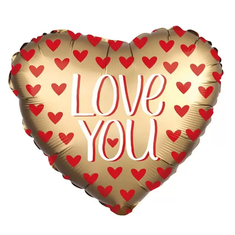 Palloncino a cuore Foil 42 cm Satinato Love You Gold 3873401