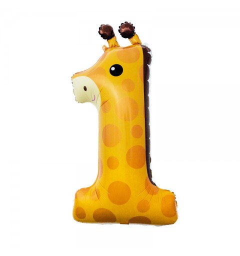 palloncino Foil giraffa a forma di numero 1 80 cm HS-Z391