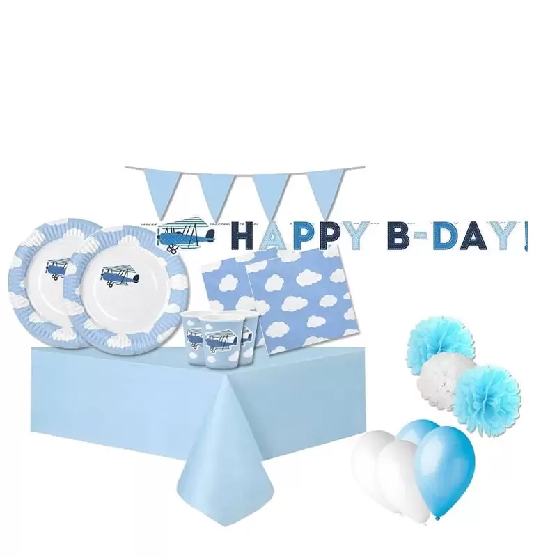 KIT N.55 LITTLE PLANE - SET TAVOLA PER FESTE E COMPLEANNI