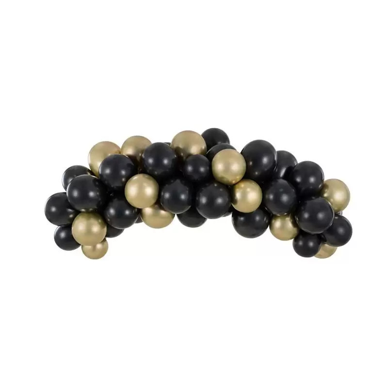 set Ghirlanda di palloncini nero e oro fai da te con 60 palloni + nastro preforato GBN2