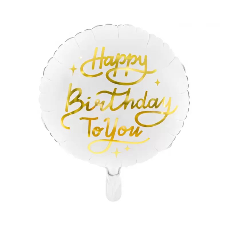PALLONCINO FOIL HAPPY BIRTHDAY TO YOU BIANCO E ORO