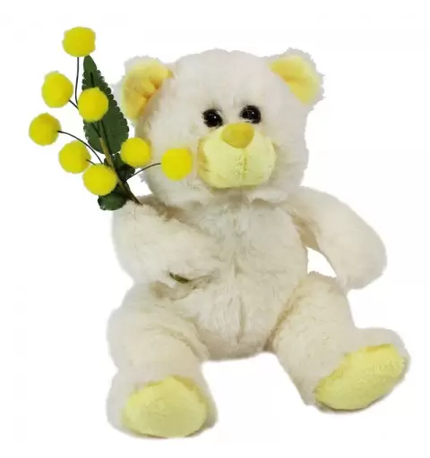 Orsetto in peluche 18 cm con mimosa 94158