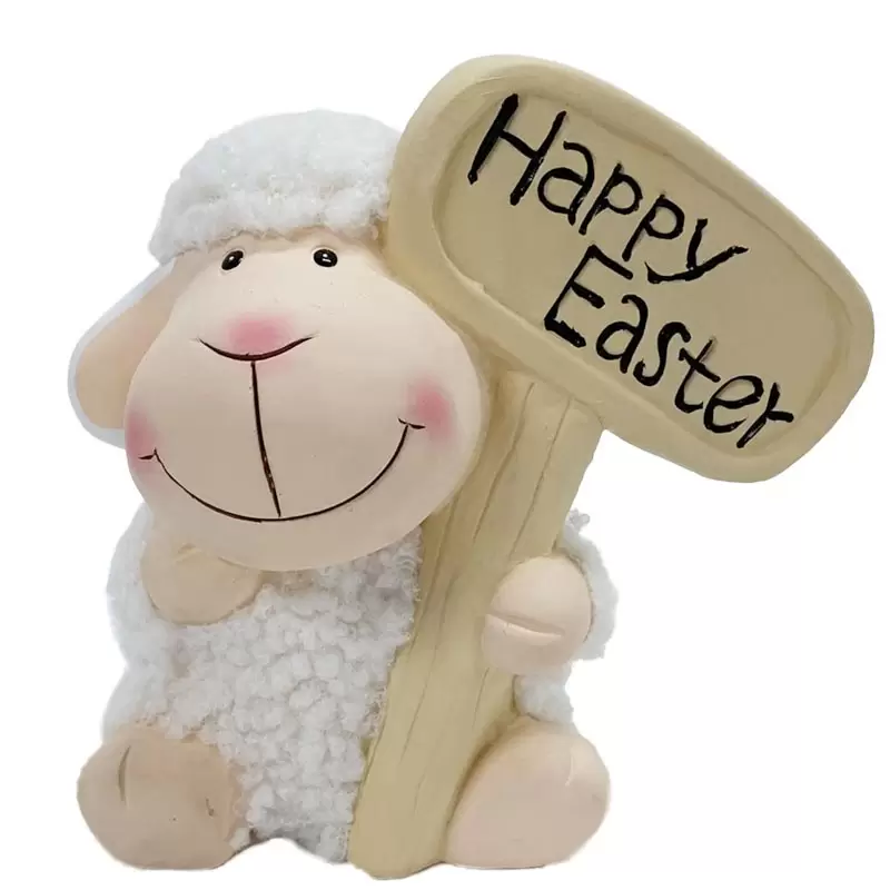 Pecorella decorativa in terracotta Happy Easter 03663 17 x 12 x 18 cm