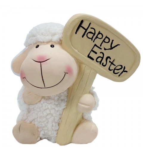 Pecorella decorativa in terracotta Happy Easter 03663 17 x 12 x 18 cm