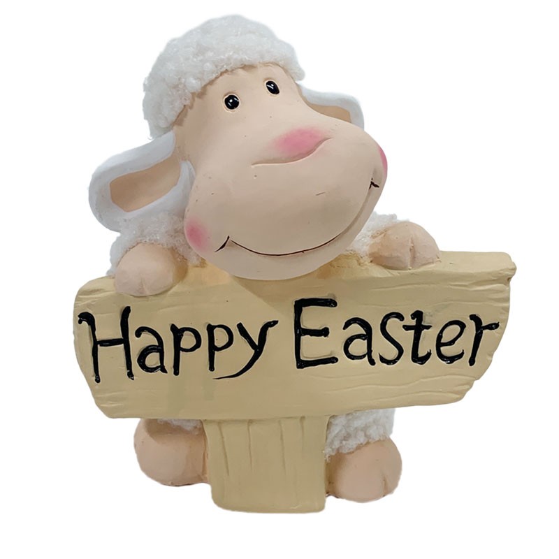 Pecorella decorativa in terracotta Happy Easter 03691 11 cm