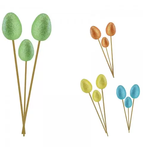 set 3 uova in polistirolo colori assortiti grande 6 cm, piccolo 4 cm 93953