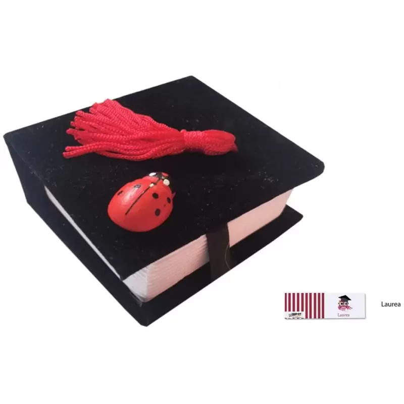 PORTACONFETTI LIBRI NERI IN VELLUTO LAUREA - 24 PZ KIT