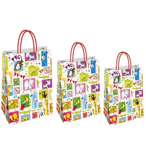 BUSTA SHOPPER COMPLEANNO VARIE MISURE GRAFICHE ASSORTITE TANGERI (23X10X29,5)