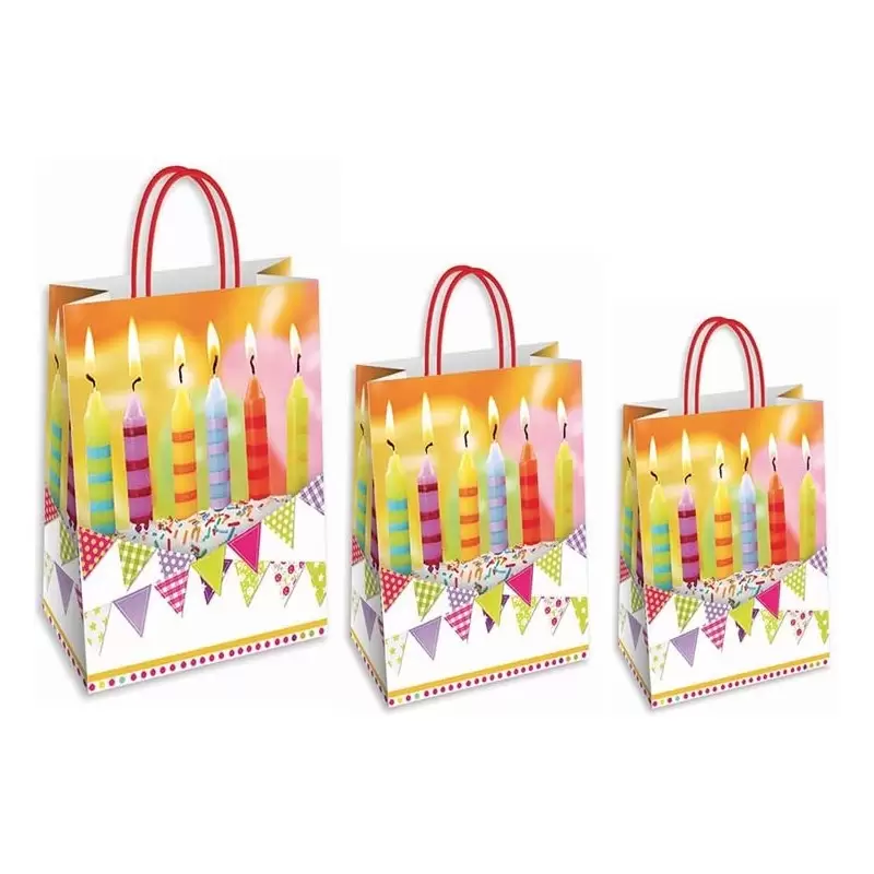 BUSTA SHOPPER COMPLEANNO GRAFICHE ASSORTITE SINGAPORE (26X12X35)