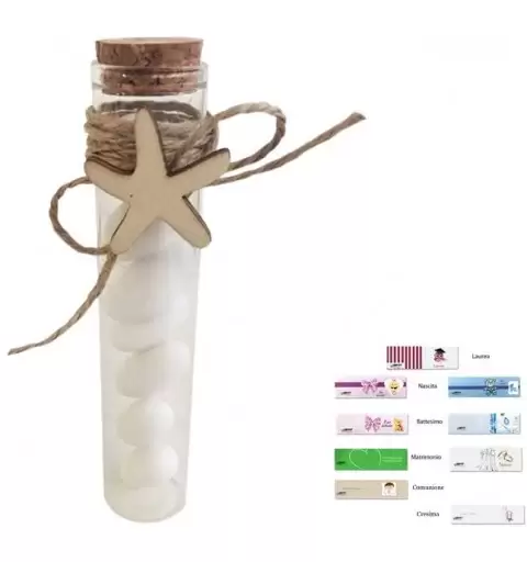 12 PROVETTE DI VETRO CON DECORAZIONI STELLA