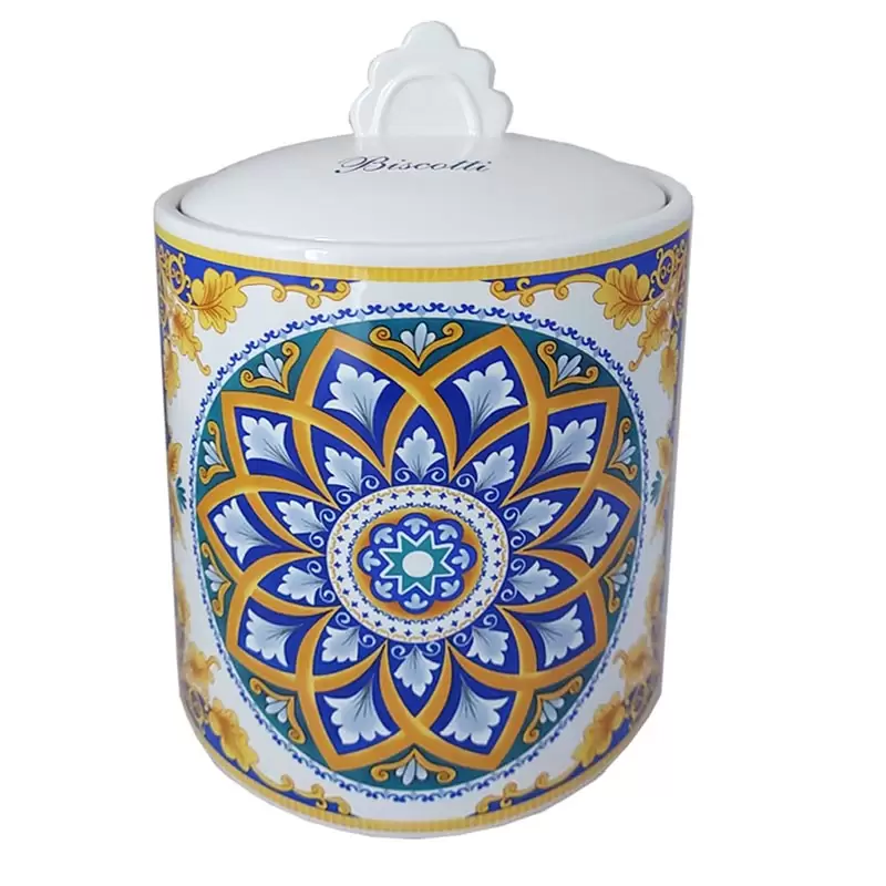 Biscottiera in ceramica con motivo maioliche positano 82020
