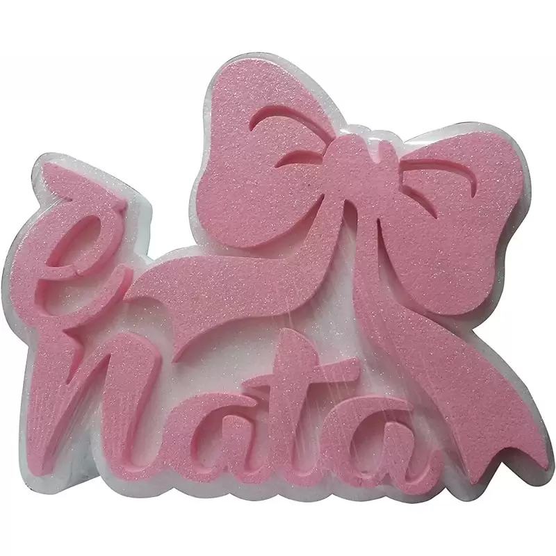 DECORAZIONE POLISTIROLO È NATA FIOCCO ROSA GLITTER