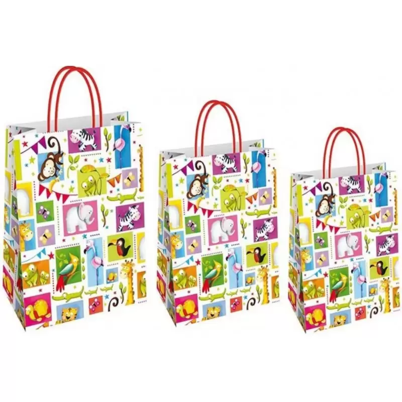 15 BUSTE SHOPPER COMPLEANNO VARIE MISURE GRAFICHE ASSORTITE TANGERI (23X10X29,5)