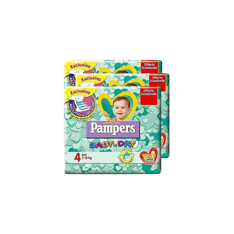 6 PACCHI PANNOLINI PAMPERS BABY DRY TAGLIA 3 126 PEZZI