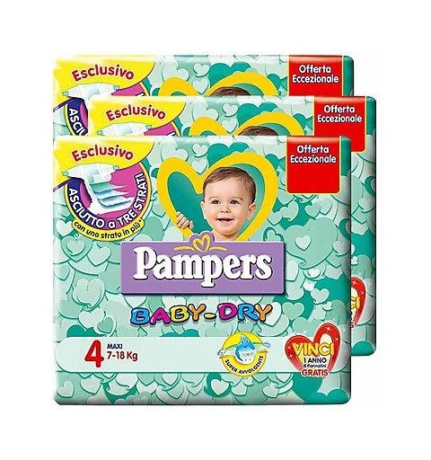 6 PACCHI PANNOLINI PAMPERS BABY DRY TAGLIA 3 126 PEZZI