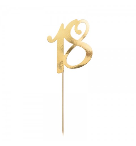 Cake topper con numero 18 color oro 20,5 cm  KPT62-18-019