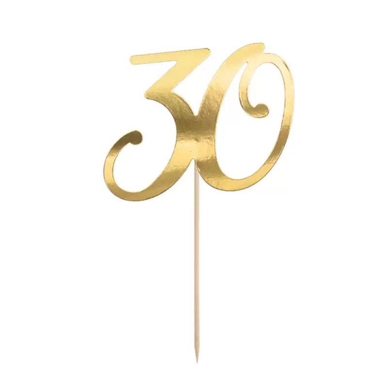 Cake topper con numero 30 color oro 20,5 cm  KPT62-30-019