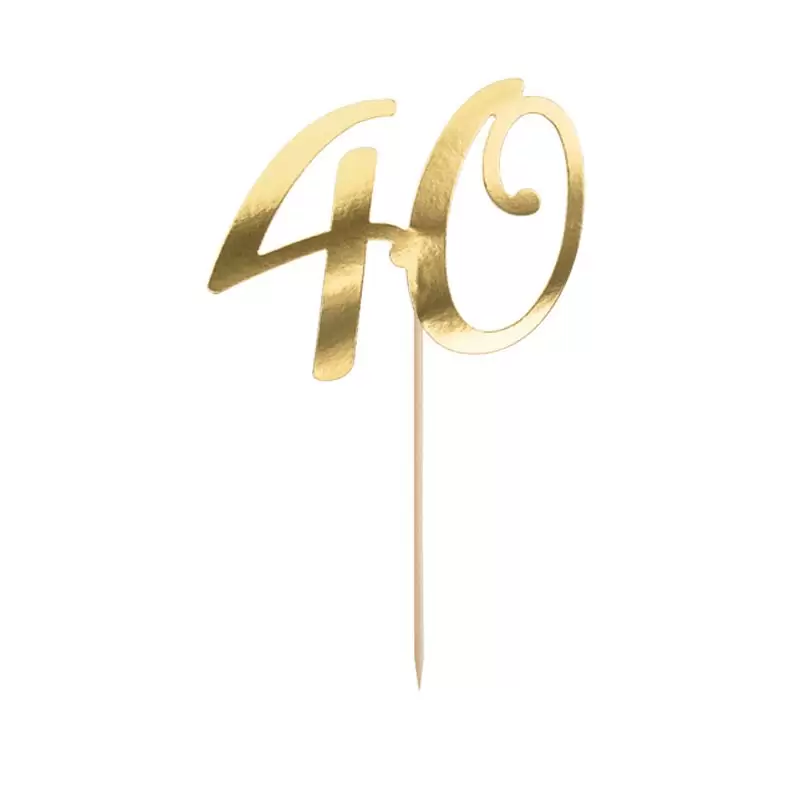 Cake topper con numero 40 color oro 20,5 cm  KPT62-40-019
