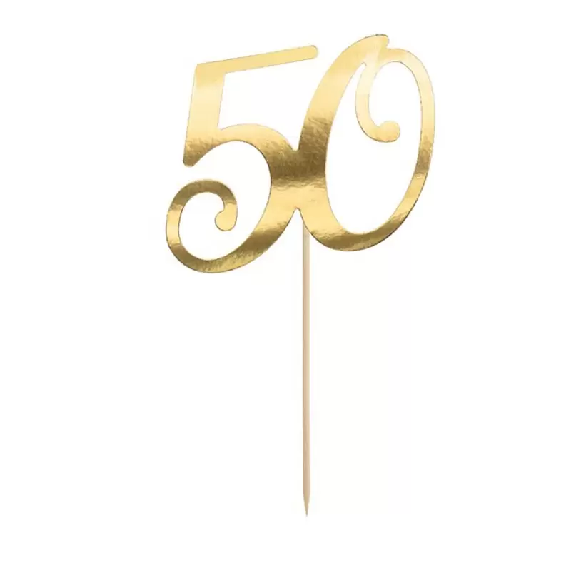 Cake topper con numero 50 color oro 20,5 cm  KPT62-50-019