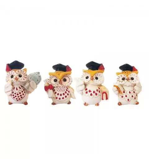 gufi bomboniera per laurea 4 cm circa RL706011 8 pz.