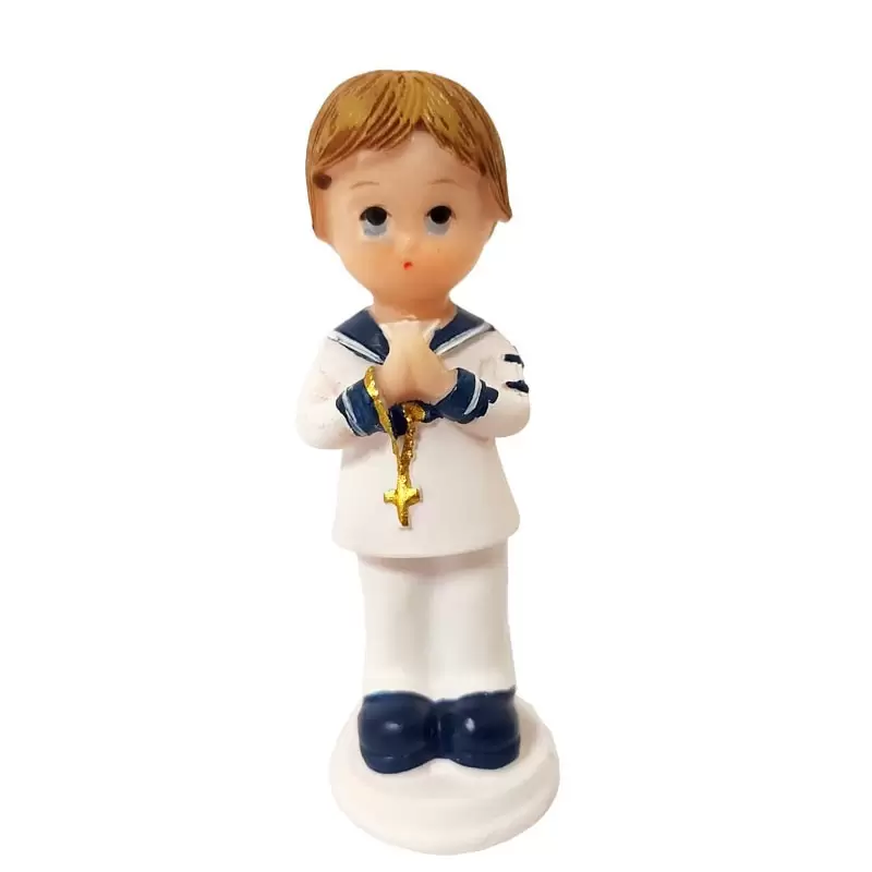 stauetta Bambino marinaretto in resina 9 cm con mani giunte 108663R 12 pz