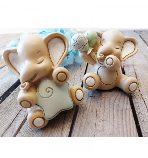 Salvadanaio Elefante con palloncini in resina 8 cm 0119021B-bs/s 2 modelli assortiti