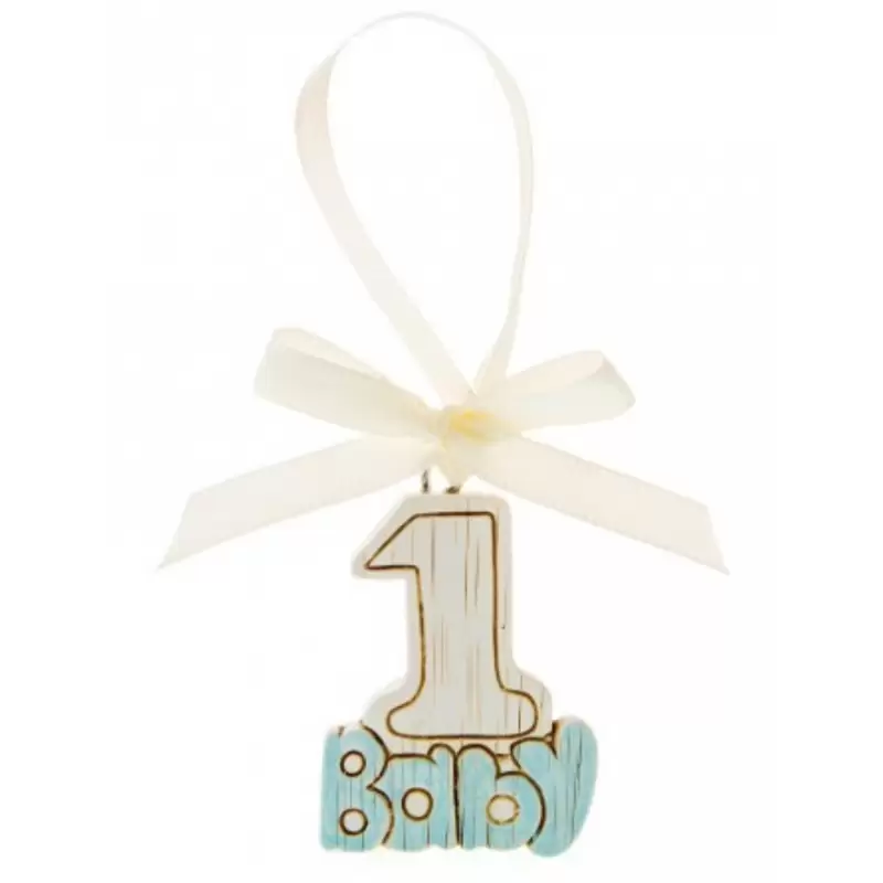DECORAZIONE 1 ANNO BABY CELESTE - 1 PZ