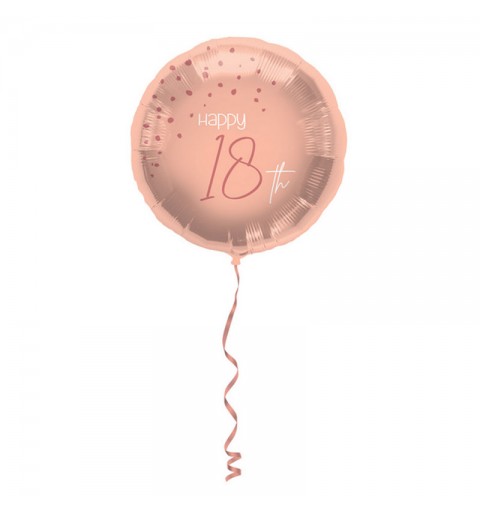 Pallonino foil 18  45 cm Happy 18th Elegant Lush Blush rosa e argento 18 anni 67718
