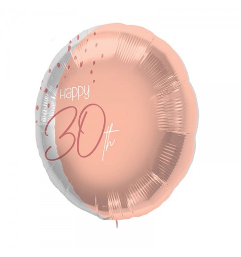 Pallonino foil 18  45 cm Happy 30th Elegant Lush Blush rosa e argento 30 anni 67730