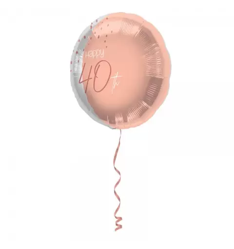 Pallonino foil 18  45 cm Happy 40th Elegant Lush Blush rosa e argento 40 anni 67740