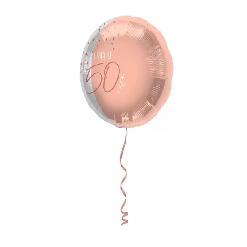 Pallonino foil 18  45 cm Happy 50th Elegant Lush Blush rosa e argento 50 anni 67750