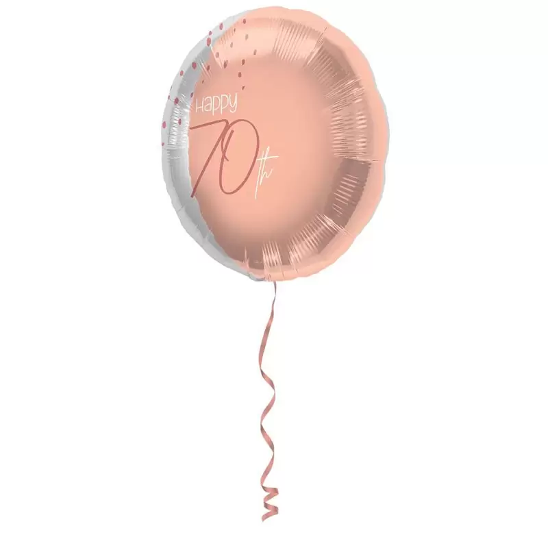 Pallonino foil 18  45 cm Happy 70th Elegant Lush Blush rosa e argento 70 anni 67770