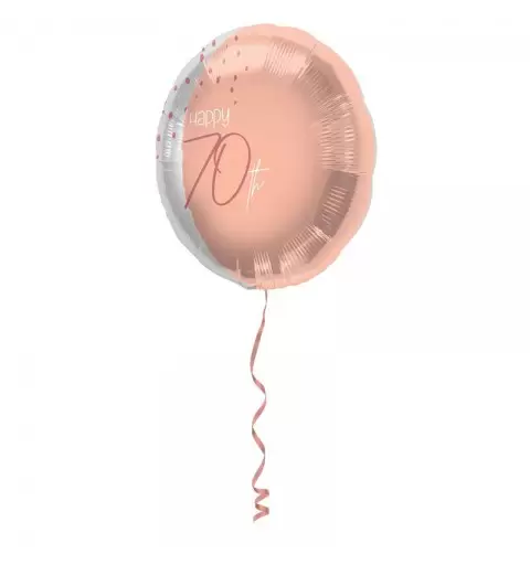 Pallonino foil 18  45 cm Happy 70th Elegant Lush Blush rosa e argento 70 anni 67770