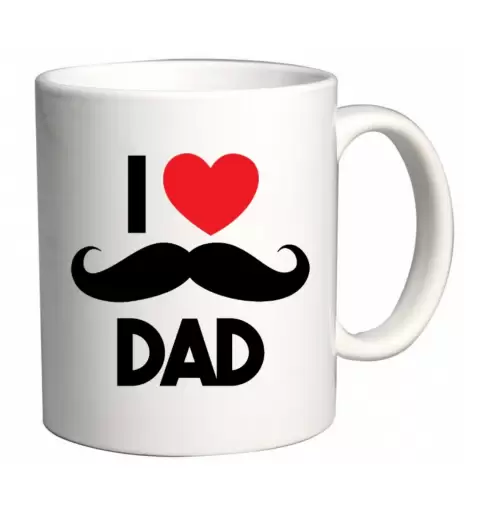 TAZZA PERSONALIZZABILE I LOVE DAD BAFFI E CUORE ROSSO