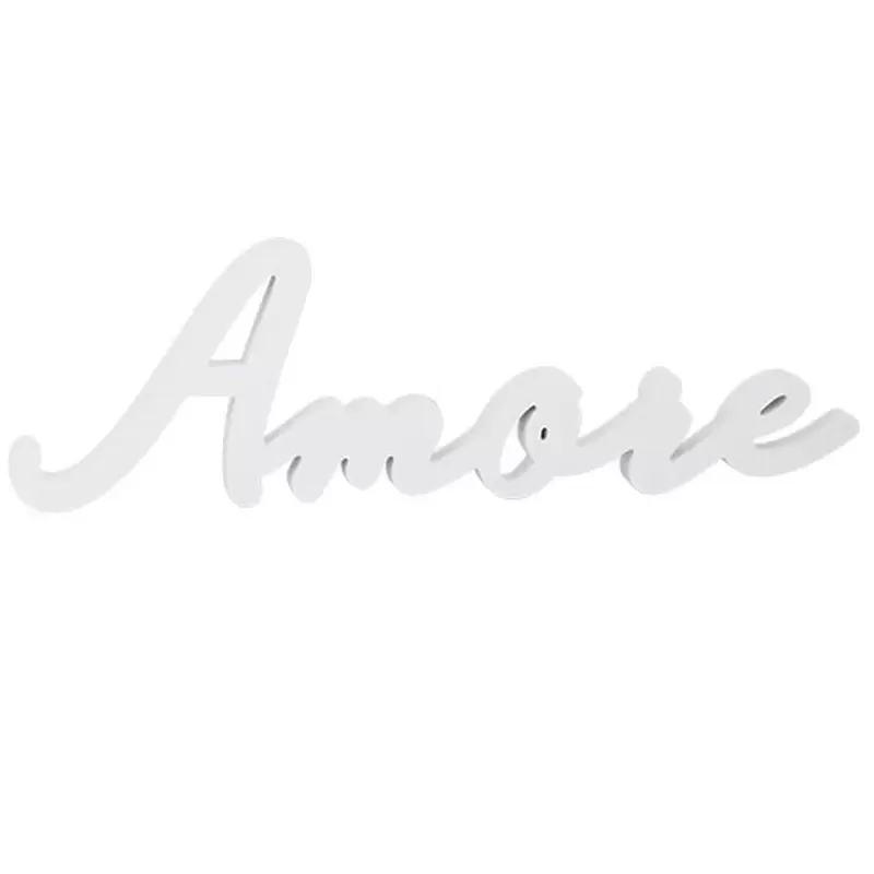 Scritta AMORE In Legno Bianco 55.5x17x2.5 Cm per allestimentii matrimonio 28814