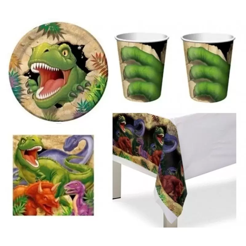 KIT N3 113 PZ  COMPLEANNO BAMBINO TEMA DINOSAURI