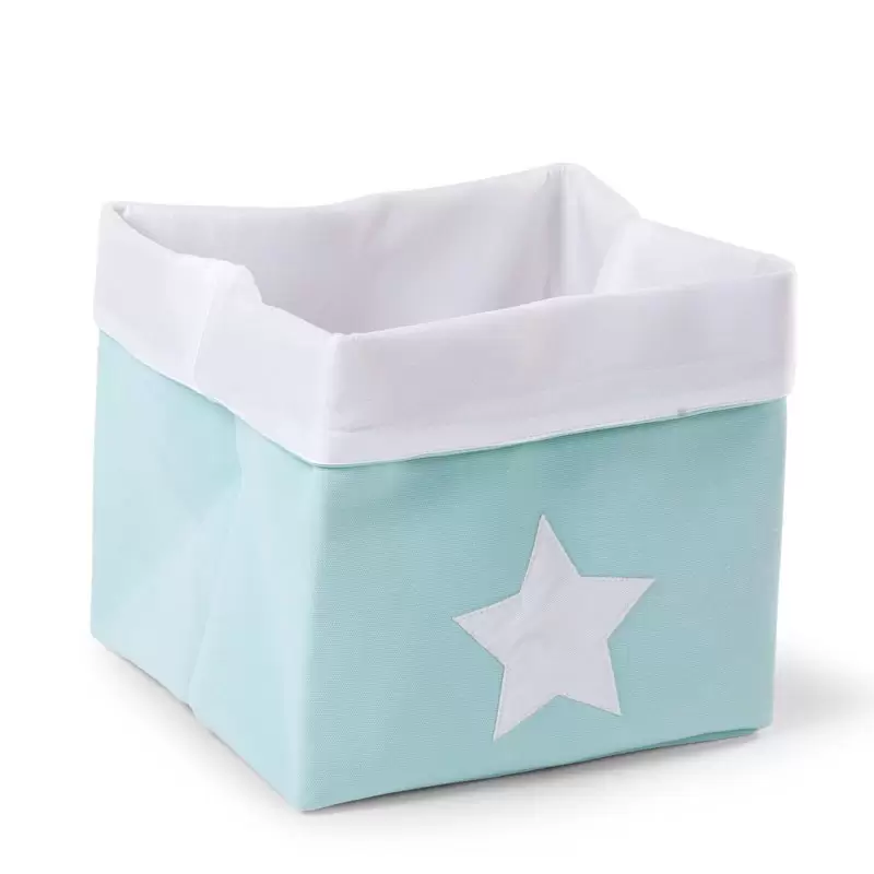 Cestino Portaoggetti Canvas Box in Tessuto menta con stella CCCB29MW 32x32x29 cm