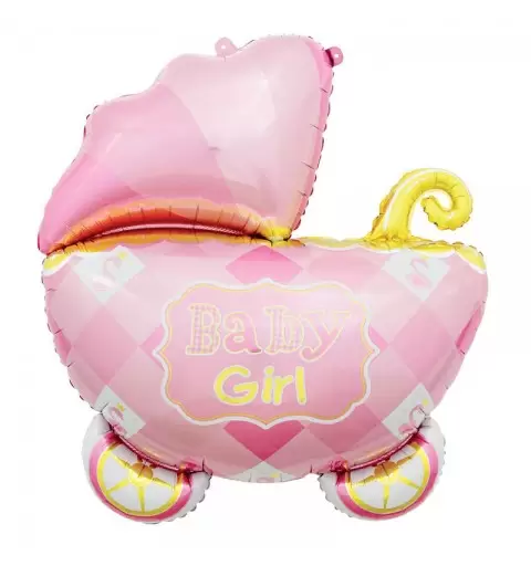 palloncino foil Carrozzina rosa 60 x 60  cm