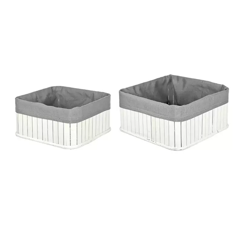 Set 2 cestini di bambu bianchi 25x25x11 cm 105072