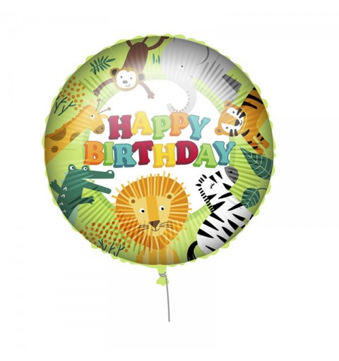 Pallone foil 18  45 cm Happy birthday Jungle 15092020