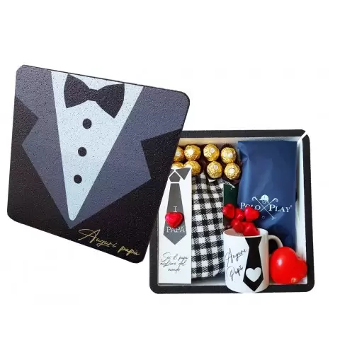 SCATOLA FESTA DEL PAPÀ REGALO CON SCIARPA E CIOCCOLATINI