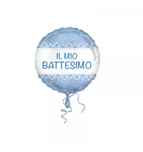 Pallone foil 42 cm Battesimo stelle azzurro 5IT800009