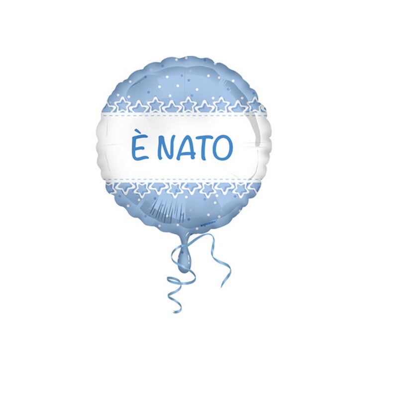 Pallone foil 42 cm E\' Nato stelle azzurro 5IT800011