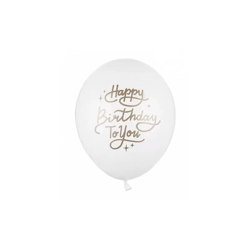 50 PALLONCINI HAPPY BIRTHDAY TO YOU BIANCHI E ORO