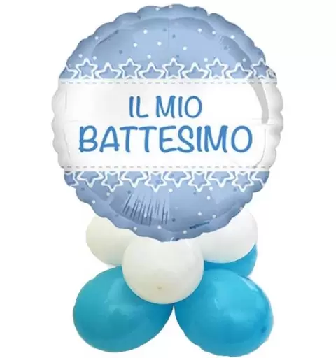 CENTROTAVOLA PALLONCINI IL MIO BATTESIMO CELESTE STELLE