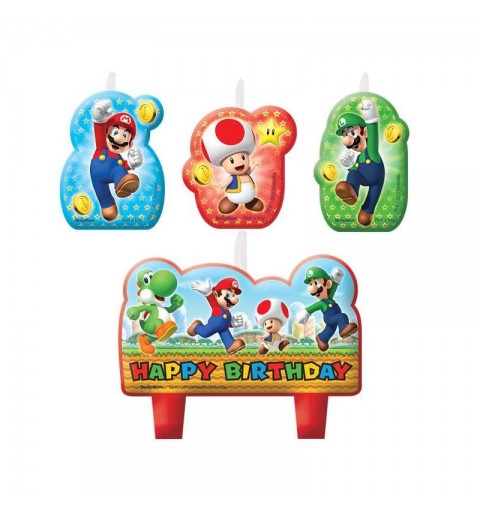Candelina Happy Birthday Super Mario Bros 4 pz 171554