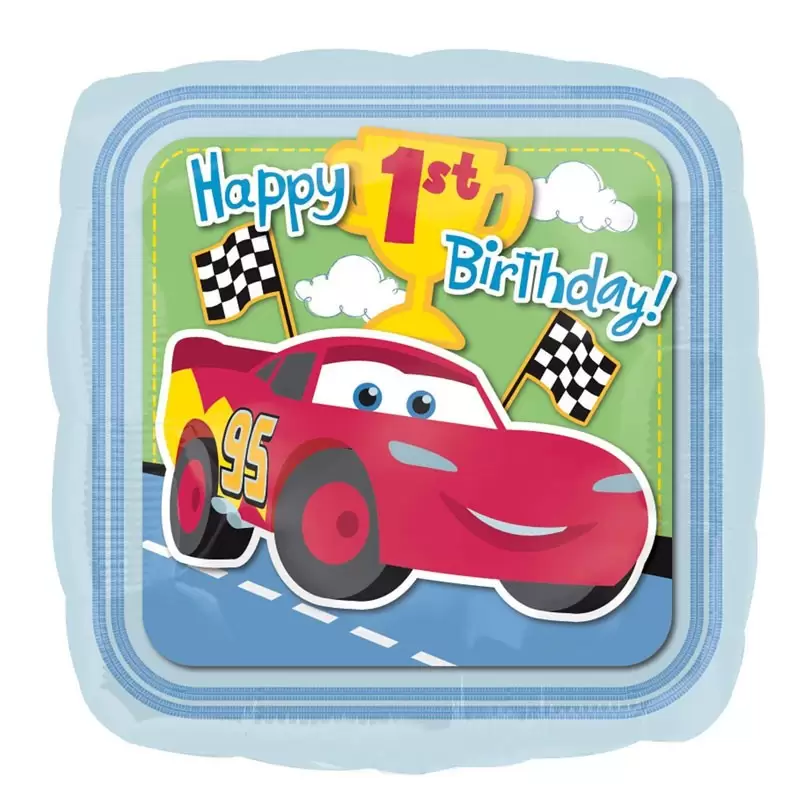 Palloncino foil primo compleanno Cars disney quadrato 45 cm
