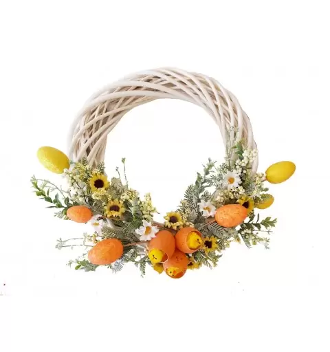 GHIRLANDA DI PASQUA BIANCA INTRECCIATA CON PULCINI